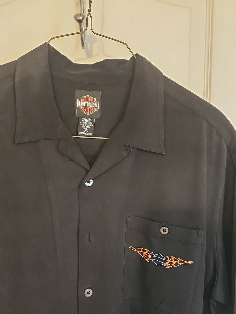 Men's Harley-Davidson Black Short-Sleeve Button Shirt with Embroidered Back XL